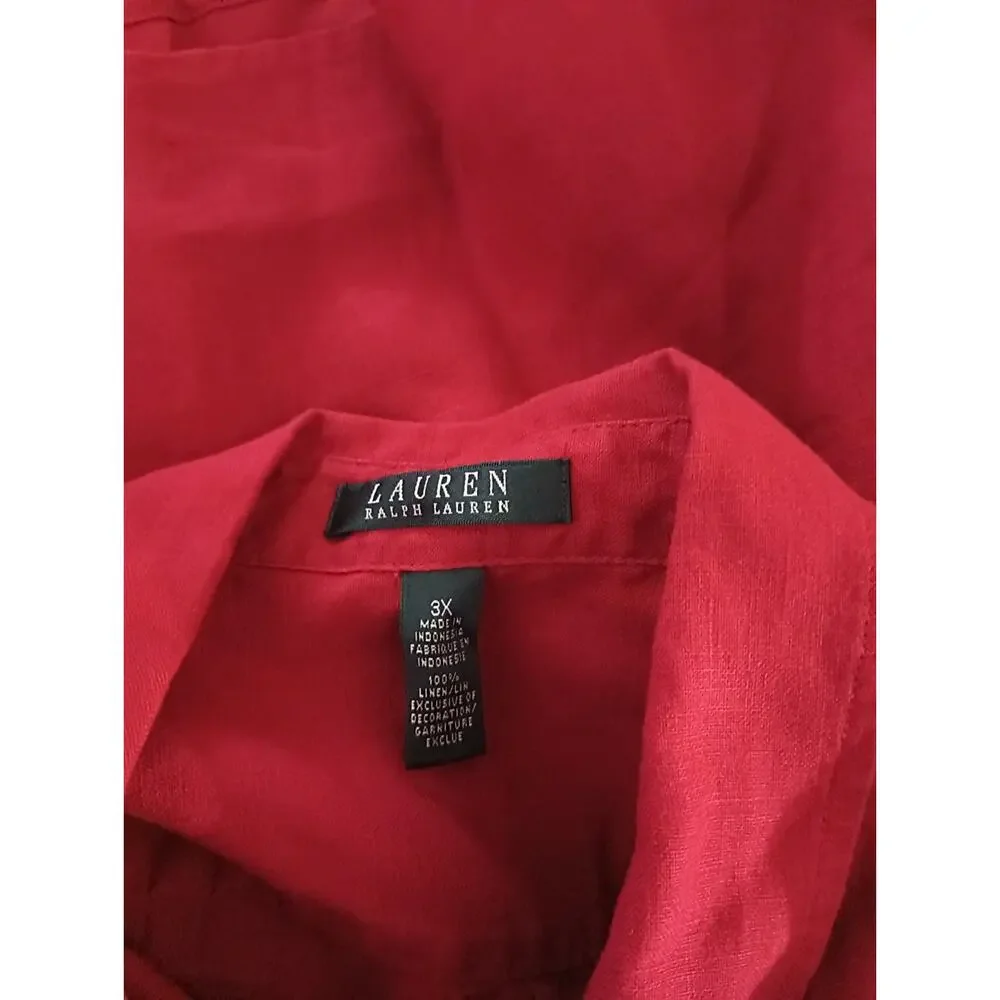 Lauren Red women Collared Long Sleeve Button-Up Shirt – Size 3X W012C - Picture 10 of 11